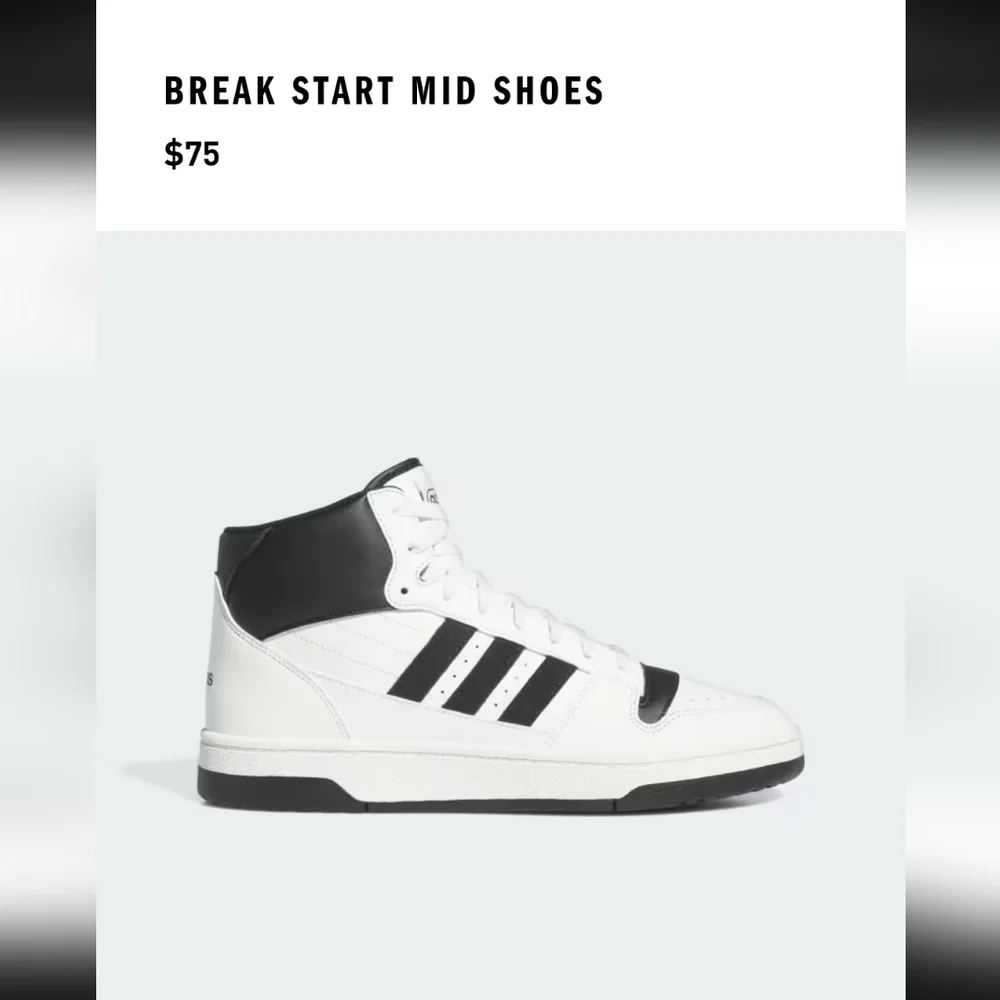 Adidas Womens Break Start Mid Black and White Sneakers